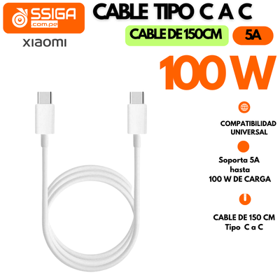Mi Cable HiperCarga C A Tipo C 150cm Blanco