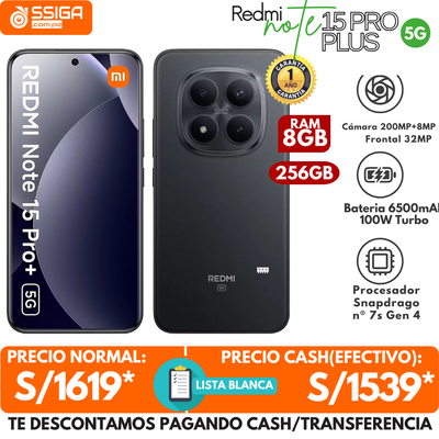 Redmi Note 15 Pro Plus 5G 8+256GB Negro