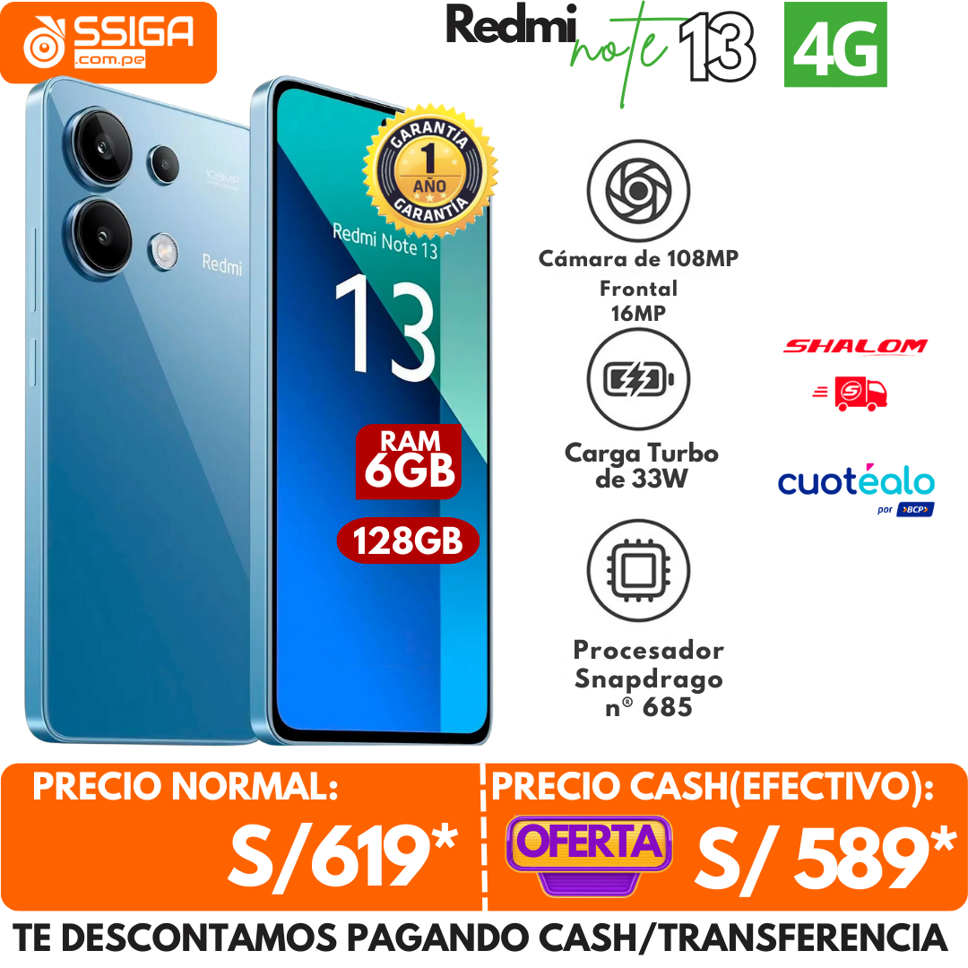 Redmi Note 13 4G 6+128GB Azul