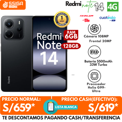 Redmi Note 14 4G 6+128GB Negro