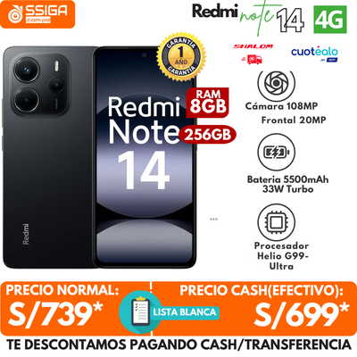Redmi Note 14 4G 8+256GB Negro