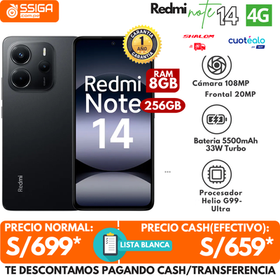 Redmi Note 14 4G 8+256GB Negro