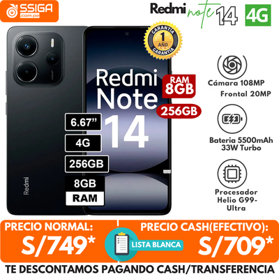 Redmi Note 14 4G 8+256GB Negro
