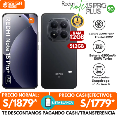 Redmi Note 15 Pro Plus 5G 12+512GB Negro