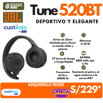 Audifionos  Jbl tune 520 Negro