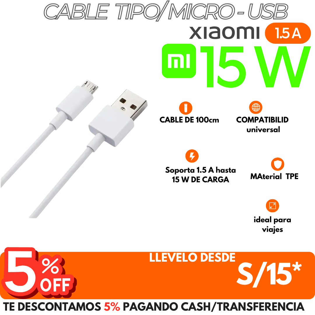 Cable Micro Usb B8 Blanco Xiaomi