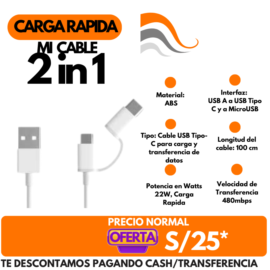 Mi Cable 2 en 1 Carga Rápida