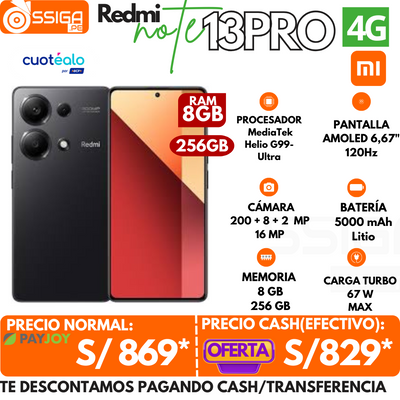 Redmi Note 13 Pro 4G 8+256GB Negro