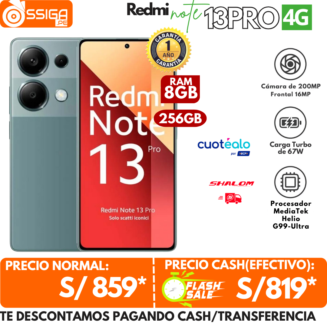 Redmi Note 13 Pro 4G 8+256GB Verde