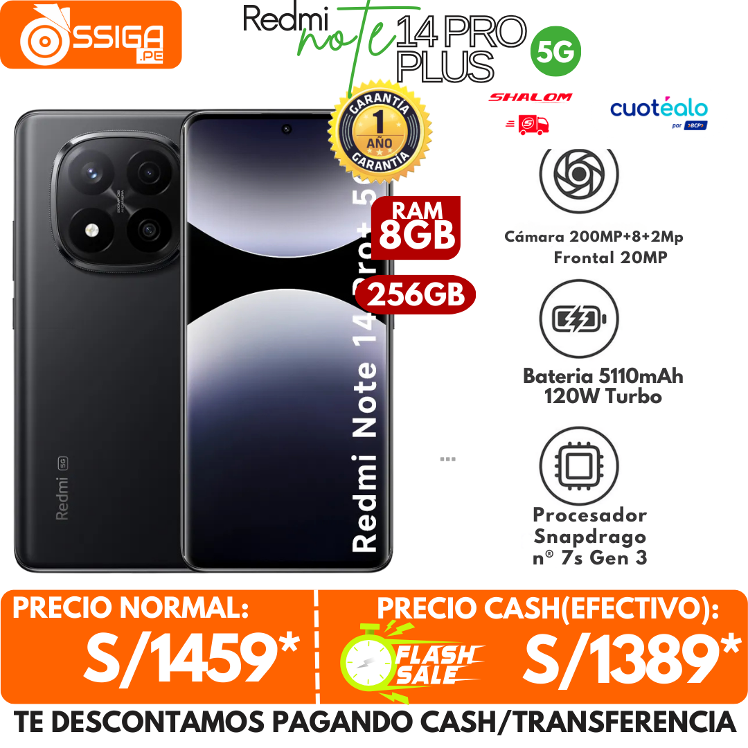 Redmi Note 14 Pro Plus 8+256GB Negro