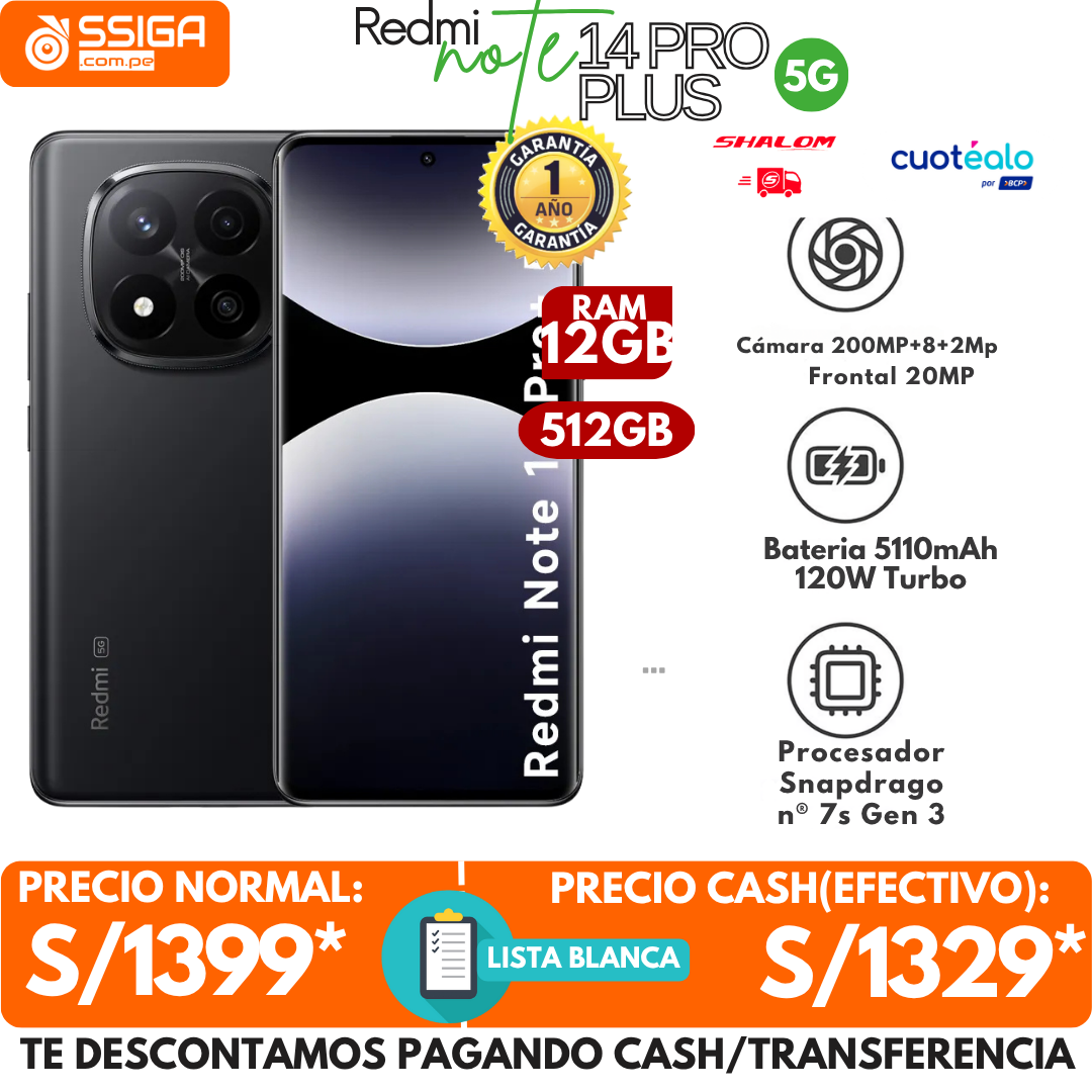 Redmi Note 14 Pro Plus 12+512GB Negro