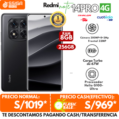 Redmi Note 14 Pro 4G 8+256GB Negro