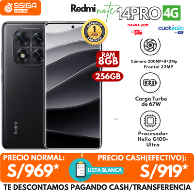 Redmi Note 14 Pro 4G 8+256GB Negro