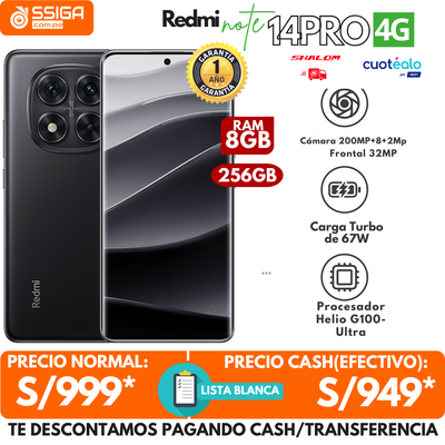 Redmi Note 14 Pro 4G 8+256GB Negro