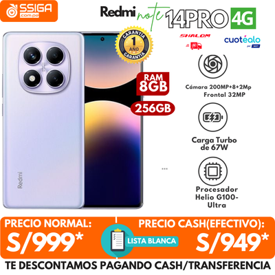 Redmi Note 14 Pro 4G 8+256GB Purpura