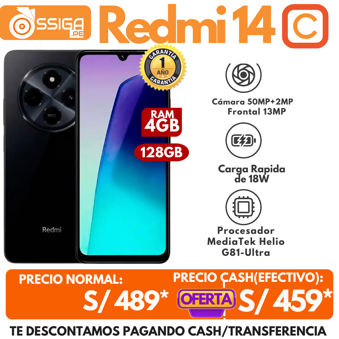 Redmi 14C 4GB +128GB Negro