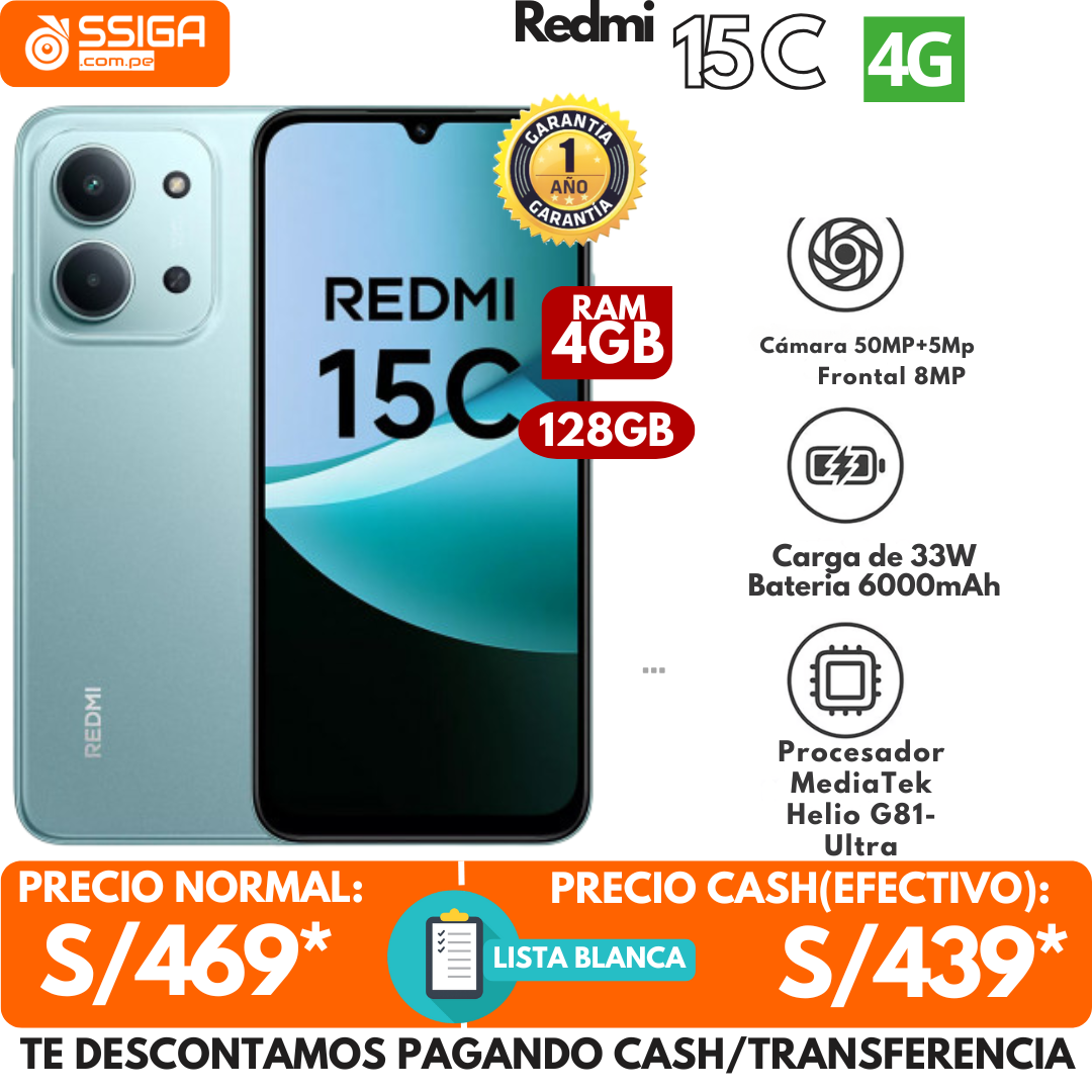Redmi 15C 4+128GB Verde