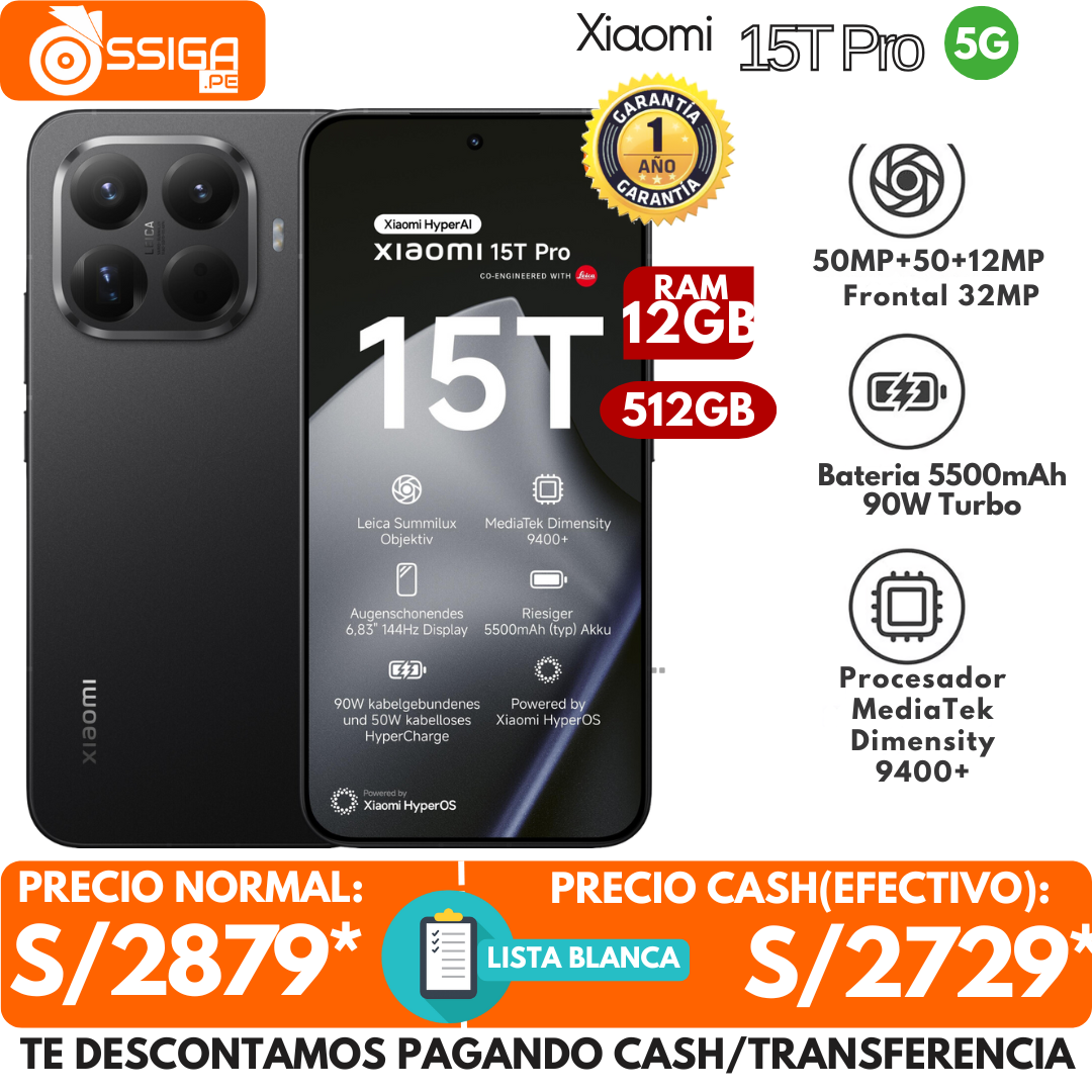 Xiaomi 15T Pro 12Gb + 512Gb Negro
