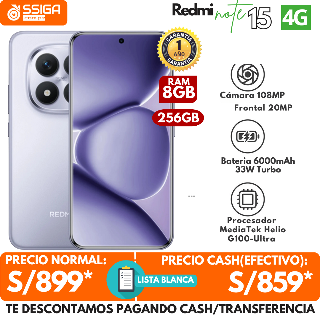 Redmi Note 15 4G 8+256GB Purpura