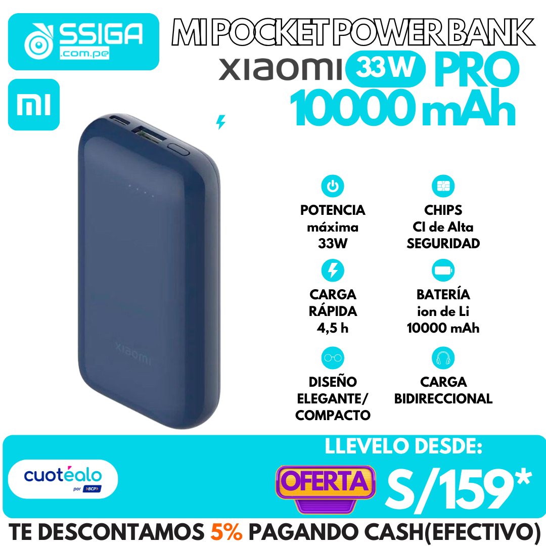 Mi Power Bank 33W 10000mAh Pocket Edition Pro Azul