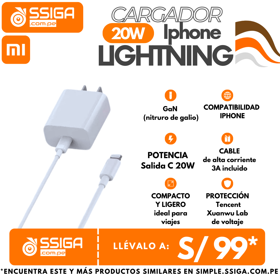 Mi cargador Iphone 20w con Cable Lightning