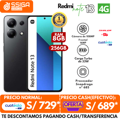 Redmi Note 13 4G 8+256Gb Negro