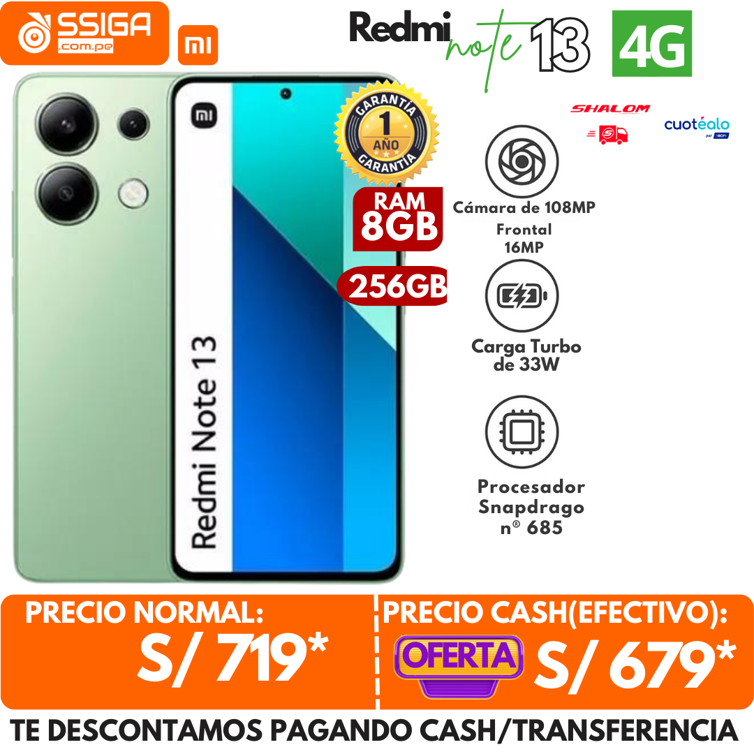 Redmi Note 13 4G 8GB + 256GB Verde