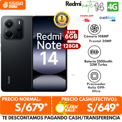 Redmi Note 14 4G 6+128GB Negro