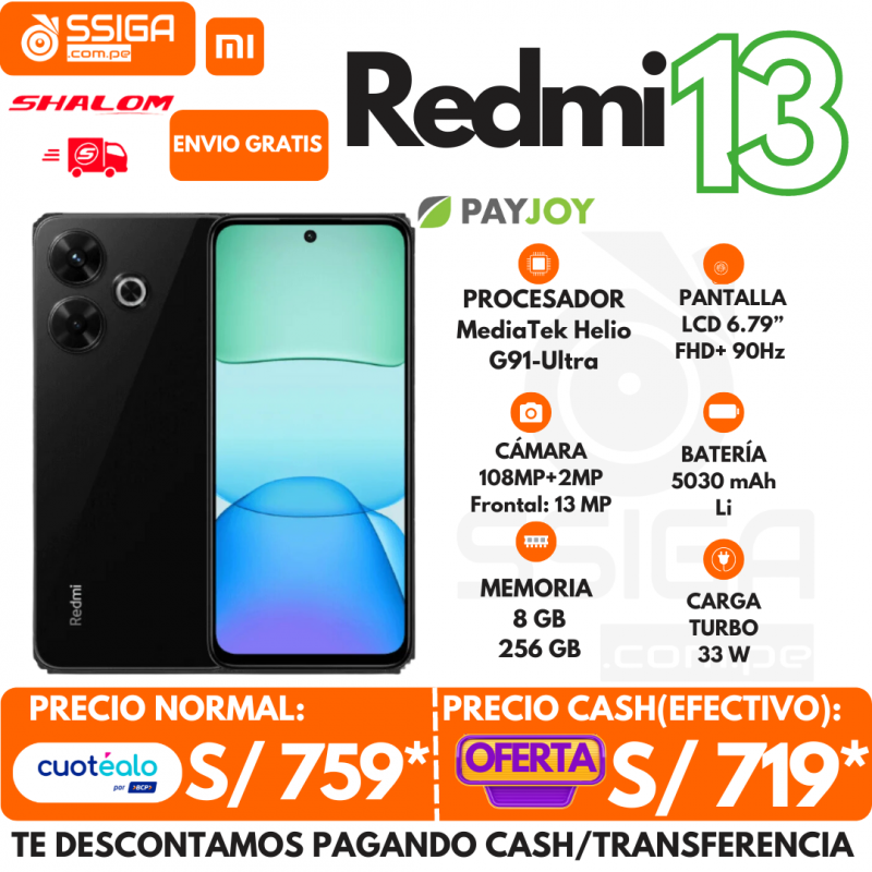 Redmi 13 4G 8+256GB Negro