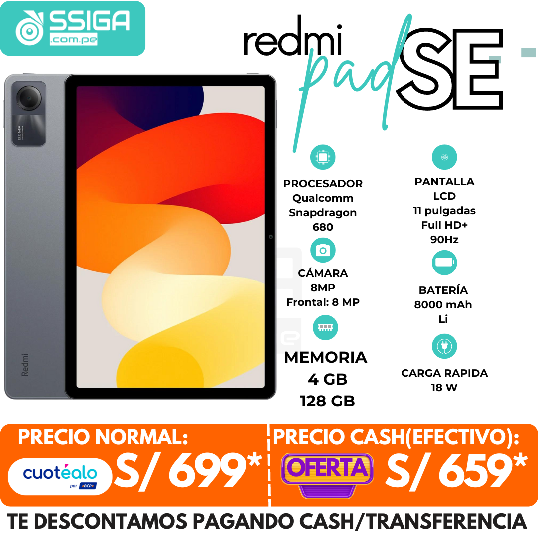 Tablet Redmi Pad SE 4+128GB Gris