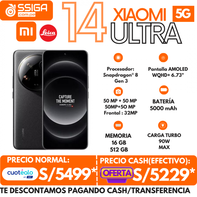 Xiaomi 14 ultra  16Gb + 512Gb Negro